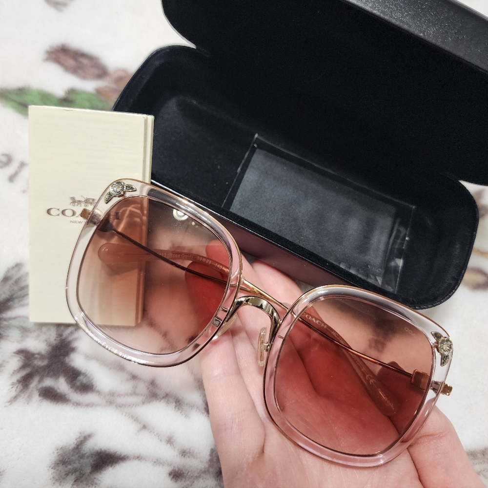 New Coach Tearose Transparent Pink Sunglasses
